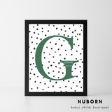 Polka Dot | Green Initial | Wall Art |