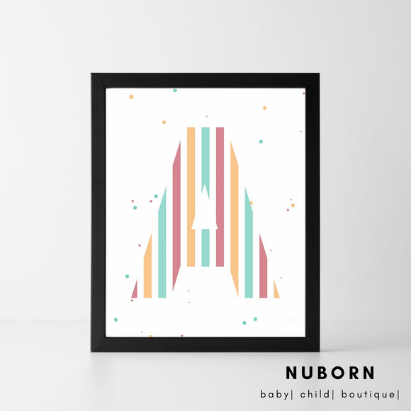 Funky Stripes Initial | Wall Art |