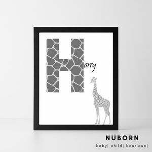 Giraffe Print | Name | Wall Art |