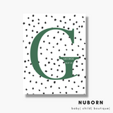 Polka Dot | Green Initial | Wall Art |